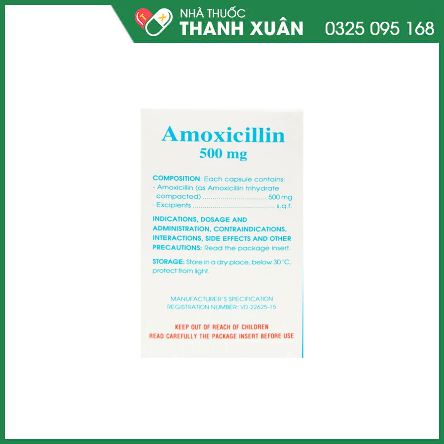 Amoxicillin 500mg Domesco thuốc kháng sinh điều trị nhiễm khuẩn hô hấp, tiết niệu, da và mô, viêm dạ dày-ruột